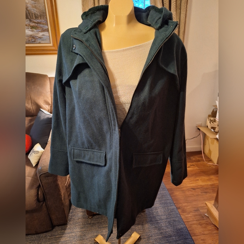 a new day Green Hooded Trench Coat